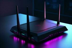 3d rendering of a wireless router on a dark background. High resolution image. ai generated pro photo