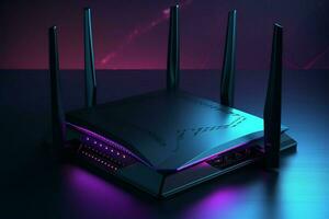 3d rendering of a wireless router on a dark background. High resolution image. ai generated pro photo