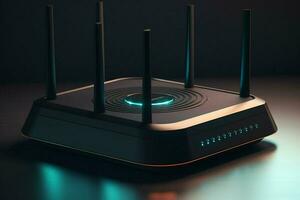 3d rendering of a wireless router on a dark background. High resolution image. ai generated pro photo