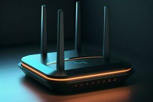 3d rendering of a wireless router on a dark background. High resolution image. ai generated pro photo