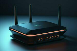 3d rendering of a wireless router on a dark background. High resolution image. ai generated pro photo