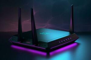 3d rendering of a wireless router on a dark background. High resolution image. ai generated pro photo