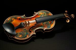 violin on a black background, 3d render, close-up. ai generated pro photo