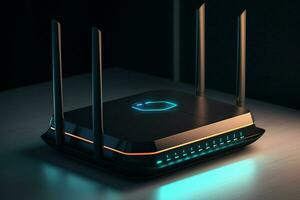 3d rendering of a wireless router on a dark background. High resolution image. ai generated pro photo