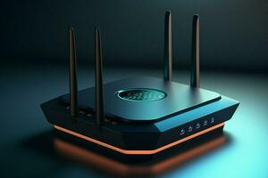 3d rendering of a wireless router on a dark background. High resolution image. ai generated pro photo