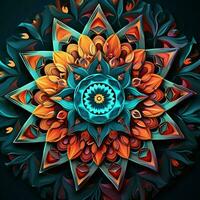 Abstract colorful mandala on a dark background. ai generated. ai generated pro photo