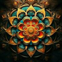 Abstract colorful mandala on a dark background. ai generated. ai generated pro photo