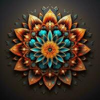 Abstract colorful mandala on a dark background. ai generated. ai generated pro photo