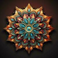 Abstract colorful mandala on a dark background. ai generated. ai generated pro photo