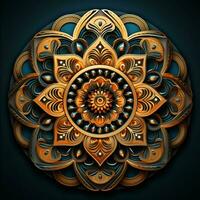 Abstract colorful mandala on a dark background. ai generated. ai generated pro photo