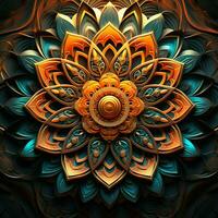 Abstract colorful mandala on a dark background. ai generated. ai generated pro photo