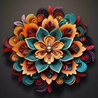 Abstract colorful mandala on a dark background. ai generated. ai generated pro photo