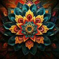 Abstract colorful mandala on a dark background. ai generated. ai generated pro photo