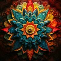 Abstract colorful mandala on a dark background. ai generated. ai generated pro photo