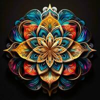 Abstract colorful mandala on a dark background. ai generated. ai generated pro photo