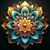 Abstract colorful mandala on a dark background. ai generated. ai generated pro photo