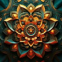 Abstract colorful mandala on a dark background. ai generated. ai generated pro photo