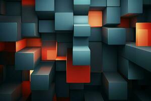 Abstract background with cubes in red and blue colors. 3d render. ai generated pro photo