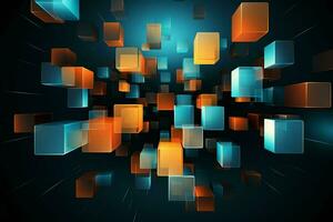 Abstract background with cubes in red and blue colors. 3d render. ai generated pro photo