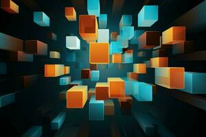 Abstract background with cubes in red and blue colors. 3d render. ai generated pro photo