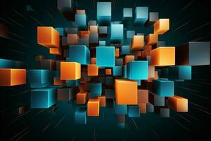 Abstract background with cubes in red and blue colors. 3d render. ai generated pro photo