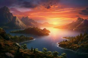 beautiful seascape at sunset. ai generated pro photo