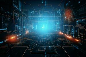 Abstract technology background. Futuristic user interface. 3D Rendering. ai generated pro photo