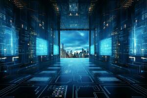 Abstract technology background. Futuristic user interface. 3D Rendering. ai generated pro photo
