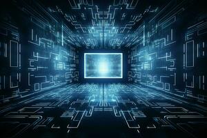 Abstract technology background. Futuristic user interface. 3D Rendering. ai generated photo