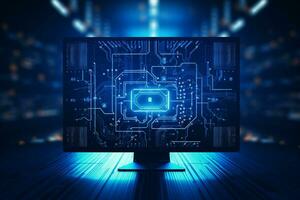 Abstract technology background. Futuristic user interface. 3D Rendering. ai generated photo