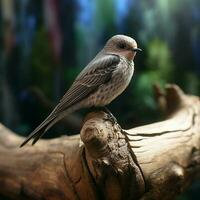 vistoso pájaro sentado en un rama en el bosque. fauna silvestre escena. ai generado Pro foto