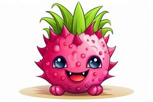 Cartoon character of dragon fruit with funny expression. Ai generated pro photo