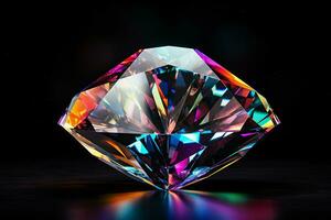 colorful Gemstone on a black background. Ai generated pro photo