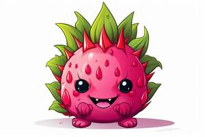 Cartoon character of dragon fruit with funny expression. Ai generated pro photo