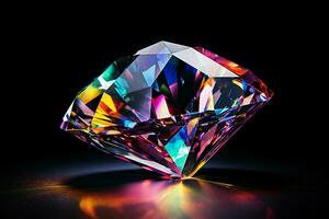 colorful Gemstone on a black background. Ai generated pro photo