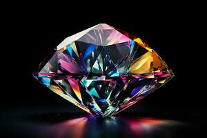 colorful Gemstone on a black background. Ai generated pro photo