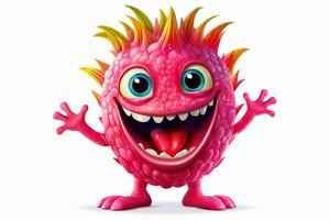 Cartoon character of dragon fruit with funny expression. Ai generated pro photo