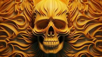 Skull. 3D illustration. 3D CG. Halloween concept. ai generated  pro photo