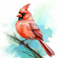 Cardinal bird on watercolor background. ai generated pro photo