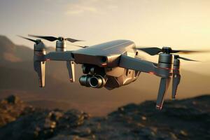 Drone with digital camera flying in the sky. ai generated  pro photo