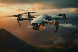 Drone with digital camera flying in the sky. ai generated  pro photo
