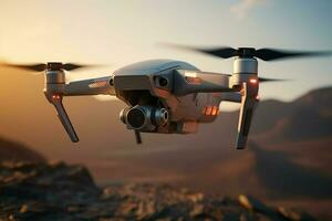 Drone with digital camera flying in the sky. ai generated pro photo