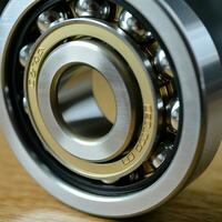 Close-up Ball bearing on a wooden background. ai generated pro photo