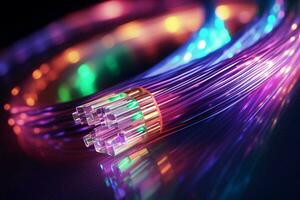 fiber optical network cable, 3d rendering computer digital background. ai generated pro photo