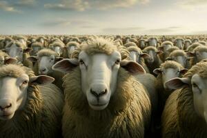 rebaño de oveja en un granja en el campo en el Países Bajos. ai generado Pro foto