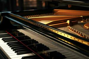 Close up view of grand piano, Entertainment concept. ai generated  pro photo