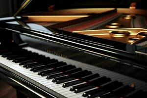 Close up view of grand piano, Entertainment concept. ai generated  pro photo