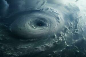 fantástico ver de el mar desde un avión. dramático escena. aéreo ver de azul cielo y nubes con tornado. 3d prestar. ai generado Pro foto