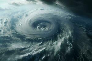 fantástico ver de el mar desde un avión. dramático escena. aéreo ver de azul cielo y nubes con tornado. 3d prestar. ai generado Pro foto