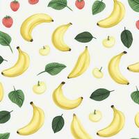 bananas and leaves on white background design. ai generated photo